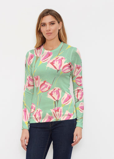 La La Mint (8202) ~ Butterknit Long Sleeve Crew Top