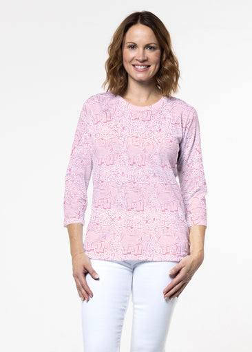 Flora Blush (8204) ~ Signature 3/4 Sleeve Crew Neck Top