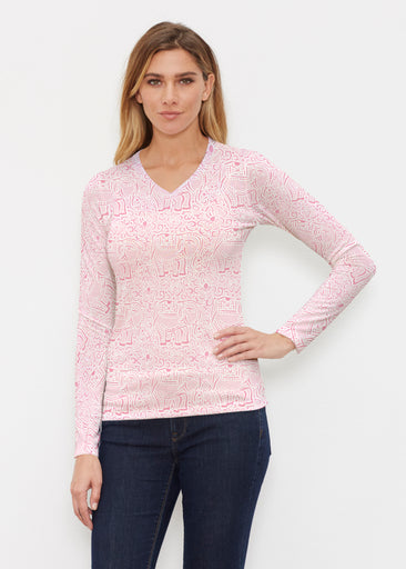 Flora Blush (8204) ~ Butterknit Long Sleeve V-Neck Top
