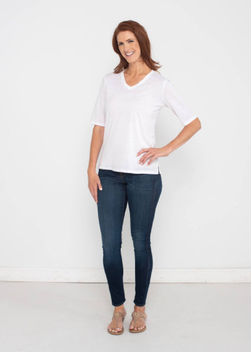  Elbow Sleeve V-Neck Top