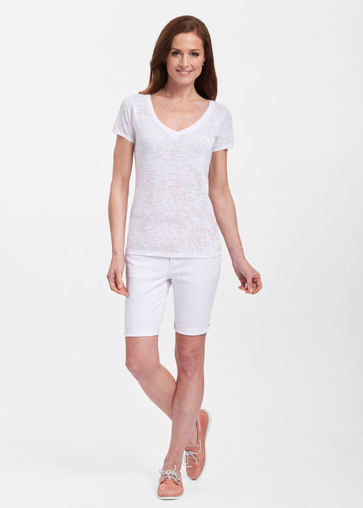  Sheer Short Sleeve V-Neck Shirt