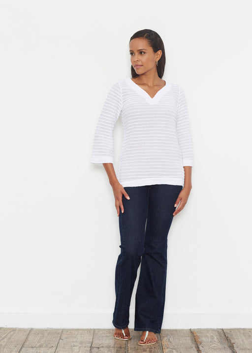  Banded 3/4 Bell-Sleeve V-Neck Tunic