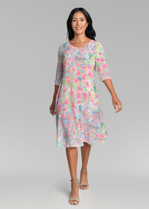  Tiered Waffle 3/4 Sleeve Dress