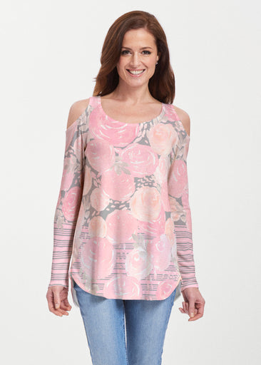 Corsage Pink (10153) ~ Butterknit Cold Shoulder Tunic