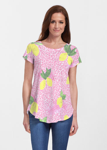 Pink Lemonade (10162) ~ Signature Short Sleeve Scoop Neck Flowy Tunic