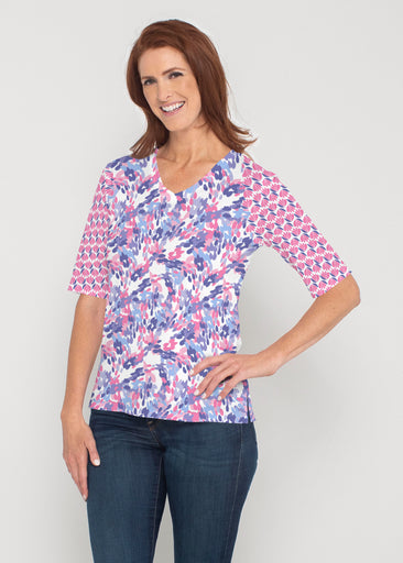Lillypad Pink (10190) ~ Signature Elbow Sleeve V-Neck Top