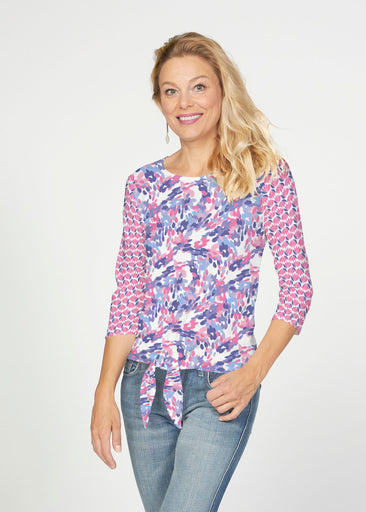 Lillypad Pink (10190) ~ French Terry Tie 3/4 Sleeve Top