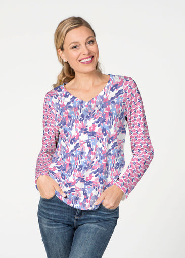 Lillypad Pink (10190) ~ French Terry V-neck Top