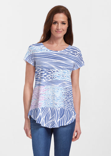 Tidal Stripe (11080) ~ Signature Short Sleeve Scoop Neck Flowy Tunic