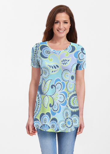 Pop Paisley Blue (13233) ~ Butterknit Short Sleeve Tunic