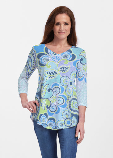 Pop Paisley Blue (13233) ~ Signature V-neck Flowy Tunic