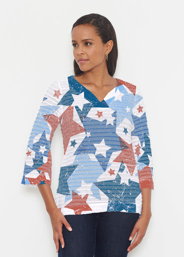 Freedom Starburst (13245) ~ Banded 3/4 Bell-Sleeve V-Neck Tunic