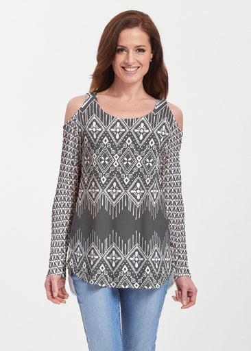 Tapestry Black (13273) ~ Butterknit Cold Shoulder Tunic