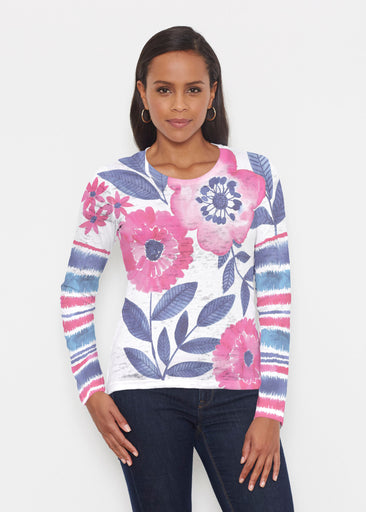 Watercolor Blooms (13355) ~ Signature Long Sleeve Crew Shirt