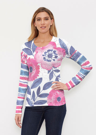 Watercolor Blooms (13355) ~ Thermal Long Sleeve Crew Shirt