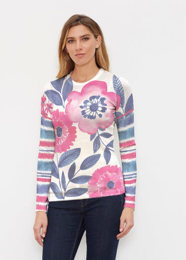 Watercolor Blooms (13355) ~ Butterknit Long Sleeve Crew Top