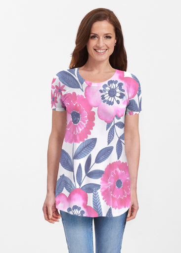 Watercolor Blooms (13355) ~ Butterknit Short Sleeve Tunic