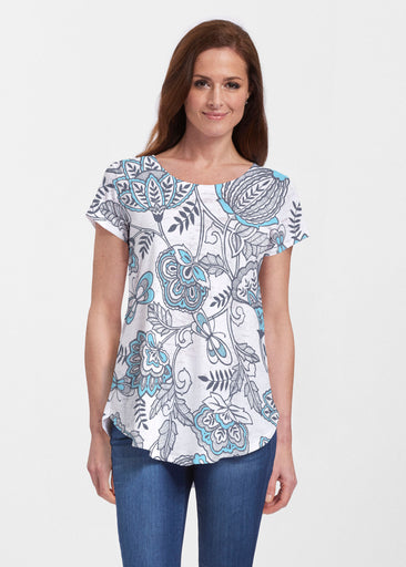 Namaste Floral (13366) ~ Signature Short Sleeve Scoop Neck Flowy Tunic