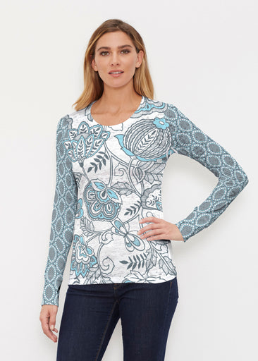 Namaste Floral (13366) ~ Thermal Long Sleeve Crew Shirt