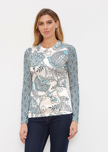 Namaste Floral (13366) ~ Butterknit Long Sleeve Crew Top