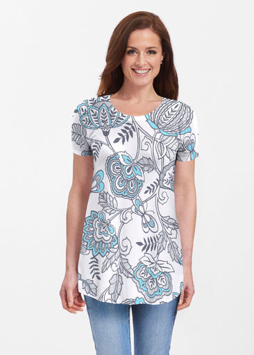 Namaste Floral (13366) ~ Butterknit Short Sleeve Tunic