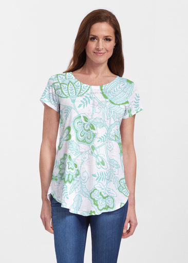 Namaste Green (13375) ~ Signature Short Sleeve Scoop Neck Flowy Tunic