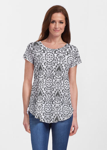 Darling Geo (13382) ~ Signature Short Sleeve Scoop Neck Flowy Tunic