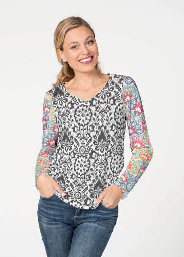 Darling Geo (13382) ~ French Terry V-neck Top