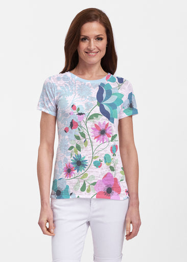 Floral Vines (13420) ~ Sheer Short Sleeve Crew Shirt