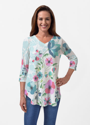 Floral Vines (13420) ~ Butterknit V-neck Flowy Tunic