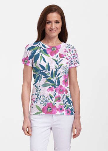 Summer Floral (13423) ~ Sheer Short Sleeve Crew Shirt