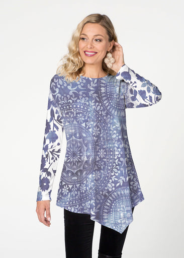 Medallion Flower (13453) ~ Asymmetrical French Terry Tunic