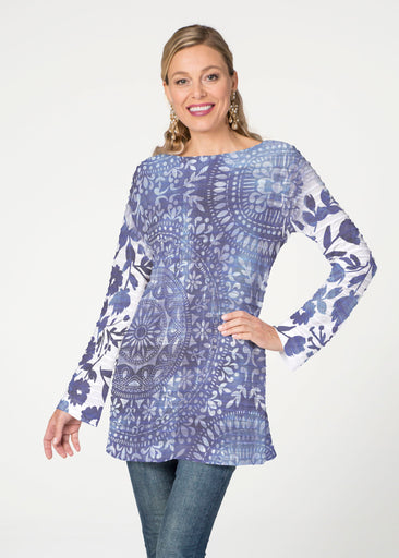 Medallion Flower (13453) ~ Banded Boatneck Tunic