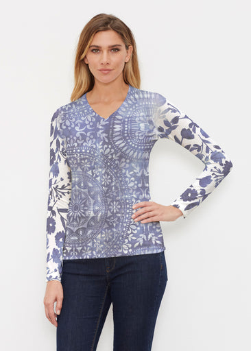 Medallion Flower (13453) ~ Butterknit Long Sleeve V-Neck Top