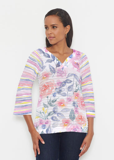 Hay Day Spring (13455) ~ Banded 3/4 Bell-Sleeve V-Neck Tunic