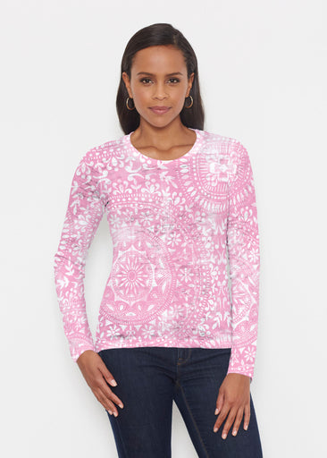 Dual Medallion Pink (13461) ~ Signature Long Sleeve Crew Shirt