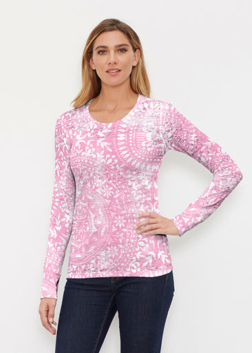 Dual Medallion Pink (13461) ~ Thermal Long Sleeve Crew Shirt