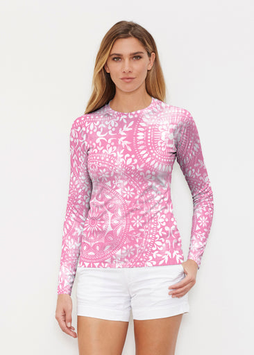 Dual Medallion Pink (13461) ~ Long Sleeve Rash Guard