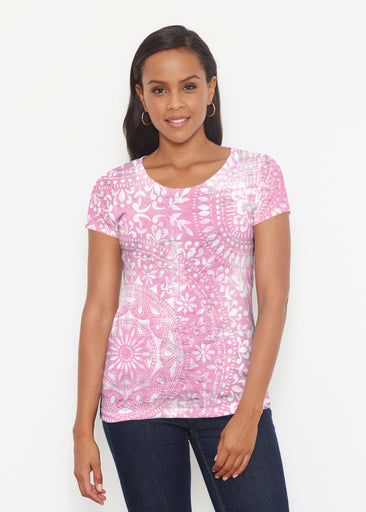 Dual Medallion Pink (13461) ~ Signature Short Sleeve Scoop Shirt