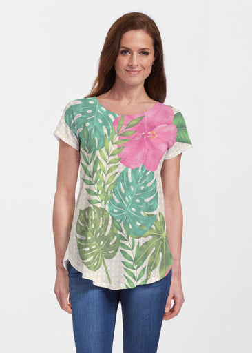 Wild Begonia (13489) ~ Signature Short Sleeve Scoop Neck Flowy Tunic