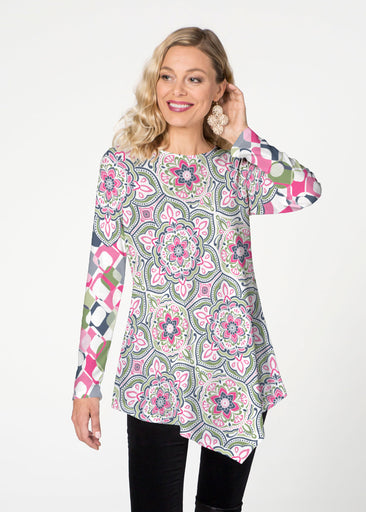 Mandala Geo Blue (13503) ~ Asymmetrical French Terry Tunic