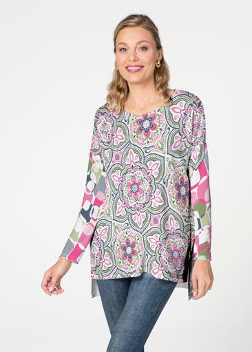 Mandala Geo Blue (13503) ~ Slouchy Butterknit Top