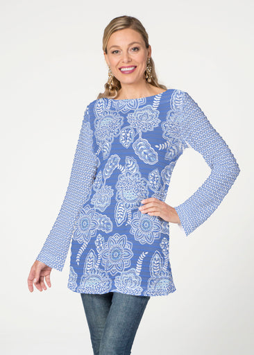 Floral Sunshine (13533) ~ Banded Boatneck Tunic