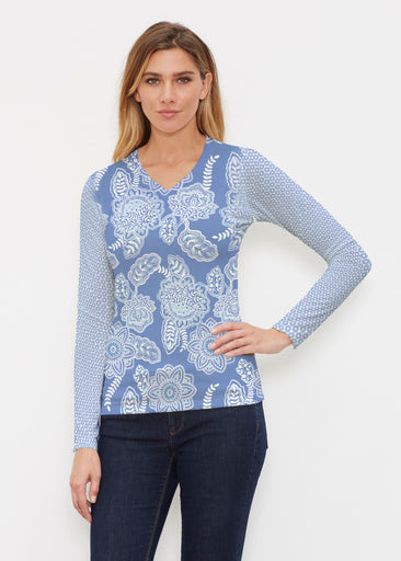 Floral Sunshine (13533) ~ Butterknit Long Sleeve V-Neck Top