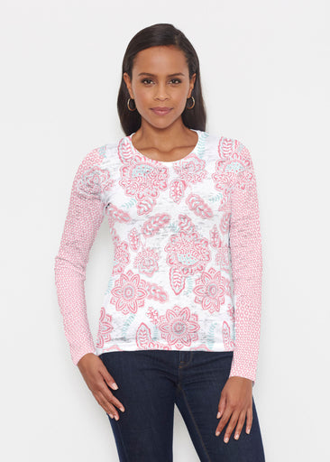 Floral Sunshine Pink (13543) ~ Signature Long Sleeve Crew Shirt