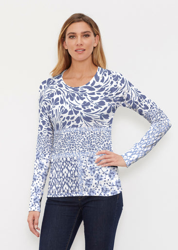 Whimsical Blue (13560) ~ Thermal Long Sleeve Crew Shirt