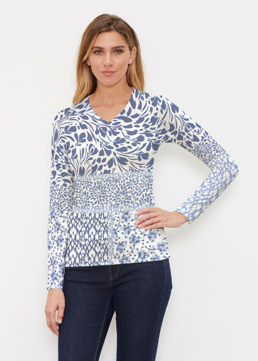 Whimsical Blue (13560) ~ Butterknit Long Sleeve V-Neck Top