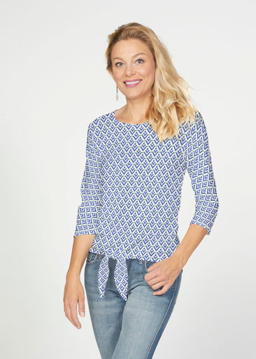Cosmo Geo (13568) ~ French Terry Tie 3/4 Sleeve Top