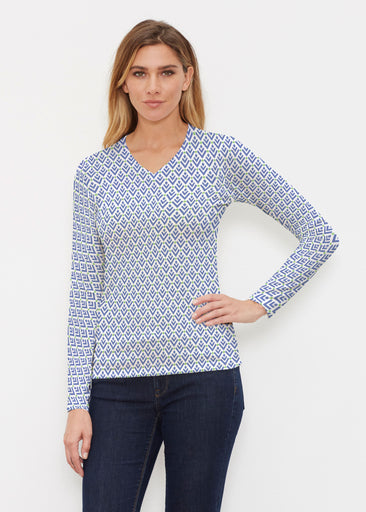 Cosmo Geo (13568) ~ Butterknit Long Sleeve V-Neck Top