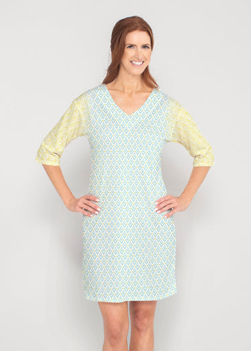 Lemon Drop (13575) ~ Drop Shoulder 3/4 Sleeve V-Neck Dress